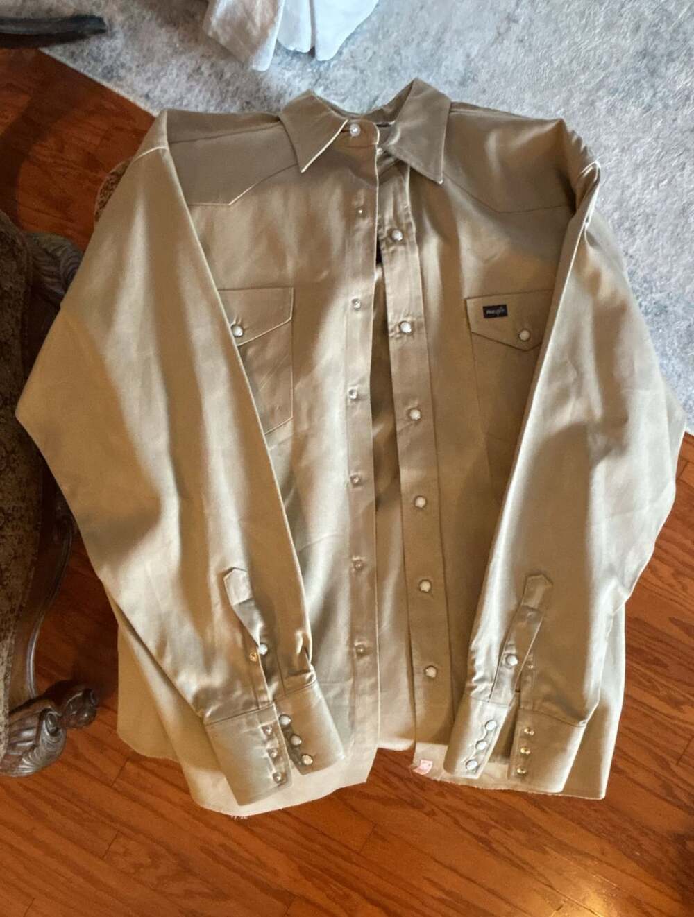 Wrangler 70140MW Western Snap Work Shirt 18 X 36 Khaki